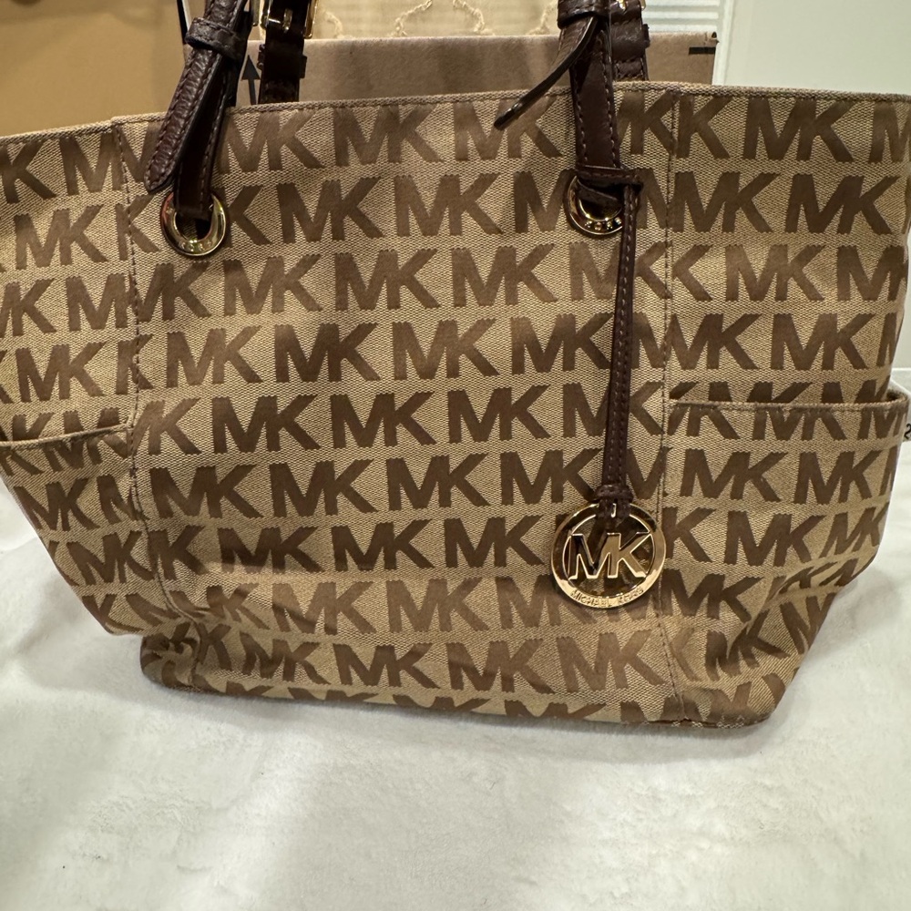 Michael Kors Tan and Brown Logo Tote